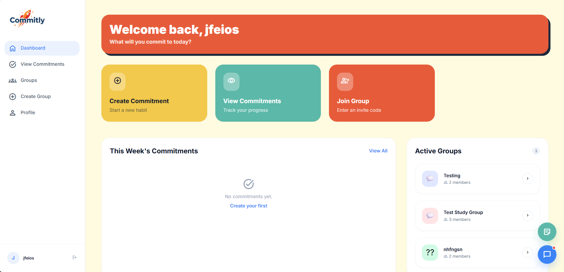 Commitly dashboard