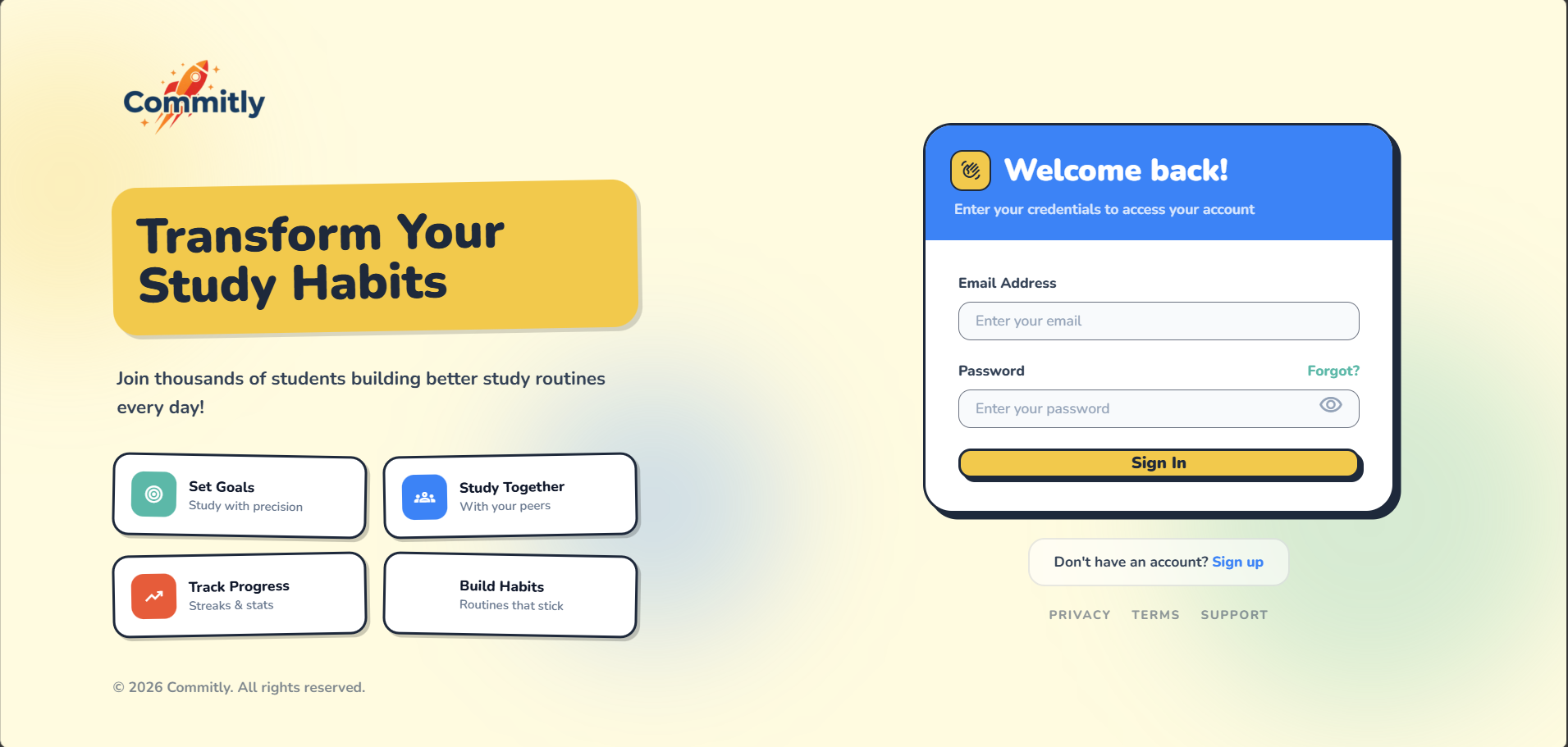 Commitly landing page